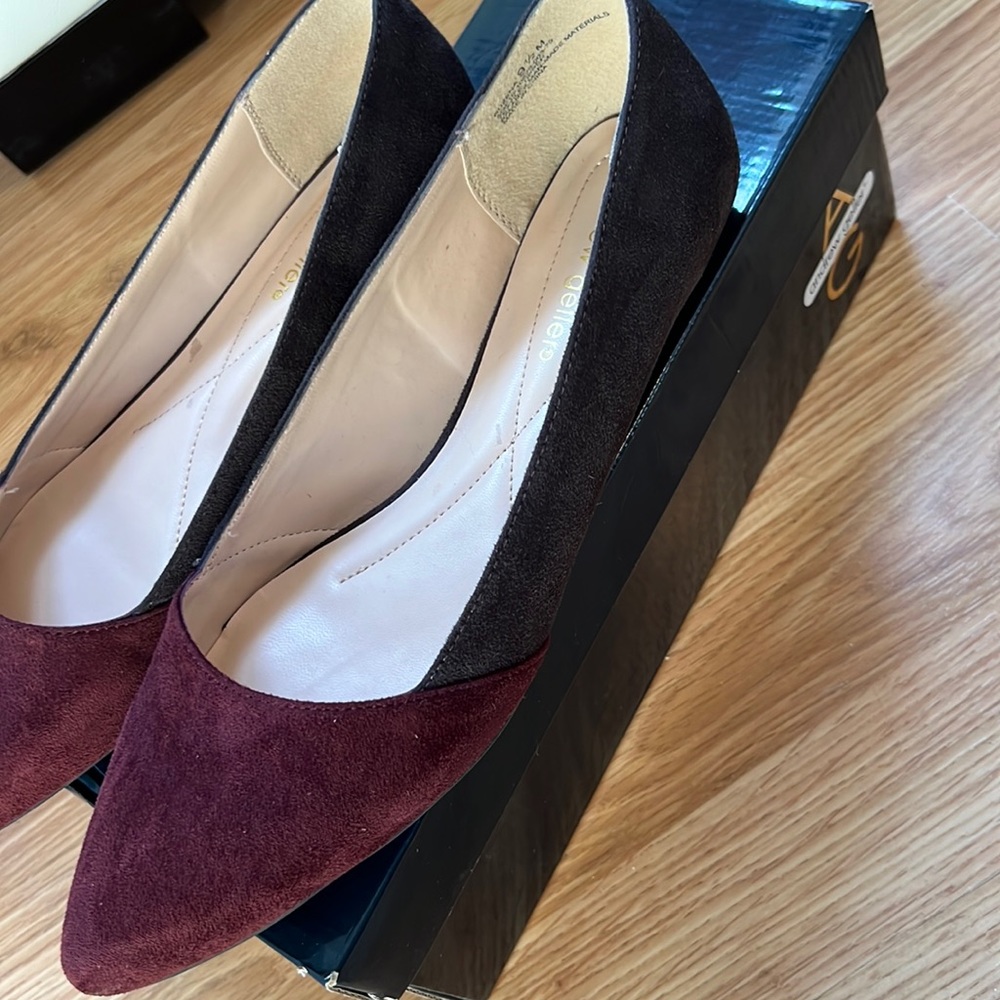 Brown and Maroon Pointed Flats